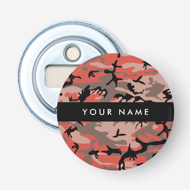 Röd och brun kamouflage Ditt namn anpassar sig Flasköppnare (Framsidan)