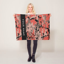 Röd och brun kamouflage Ditt namn anpassar sig Fleecefilt