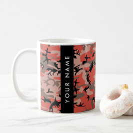 Röd och brun kamouflage Ditt namn anpassar sig Kaffemugg