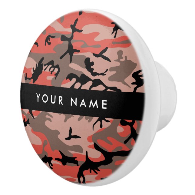 Röd och brun kamouflage Ditt namn anpassar sig Knopp (Höger)