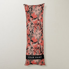 Röd och brun kamouflage Ditt namn anpassar sig Kroppskudde