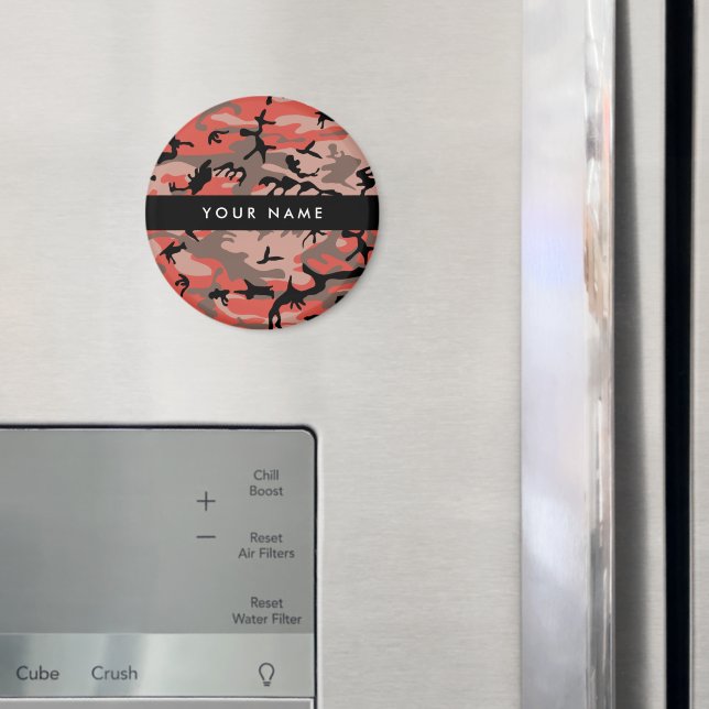 Röd och brun kamouflage Ditt namn anpassar sig Magnet (In Situ (Fridge))