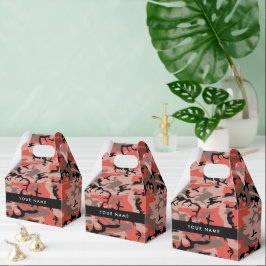 Röd och brun kamouflage Ditt namn anpassar sig Presentaskar