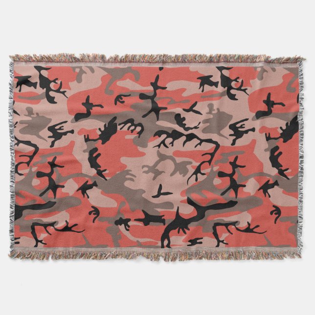Röd och brun kamouflage, militär, armé filt (Framsidan)