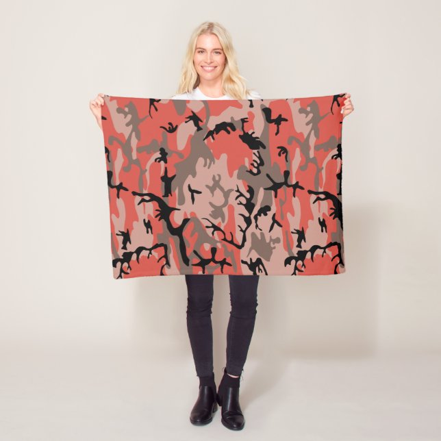 Röd och brun kamouflage, militär, armé fleecefilt (På plats)