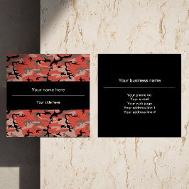 Röd och brun kamouflage, militär, armé fyrkantigt visitkort