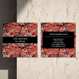 Röd och brun kamouflage, militär, armé fyrkantigt visitkort