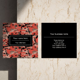 Röd och brun kamouflage, militär, armé fyrkantigt visitkort