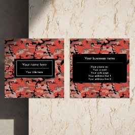 Röd och brun kamouflage, militär, armé fyrkantigt visitkort