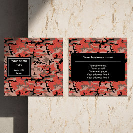 Röd och brun kamouflage, militär, armé fyrkantigt visitkort