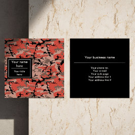 Röd och brun kamouflage, militär, armé fyrkantigt visitkort