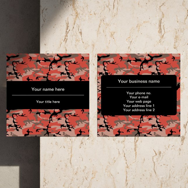 Röd och brun kamouflage, militär, armé fyrkantigt visitkort (Skapare uppladdad)