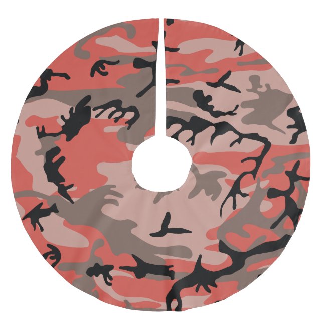 Röd och brun kamouflage, militär, armé julgransmatta borstad polyester (Framsidan)