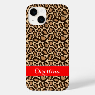Röd och brun leopard Skriv ut Monogram