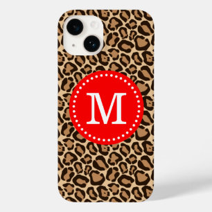 Röd och brun leopard Skriv ut Monogram