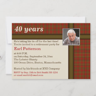 Röd och brun papp, inbjudan till Pension