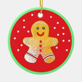Röd och Brun Pepparkaks Pojke Ornament