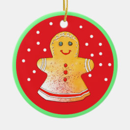 Röd och Brun Pepparkaksgirlsmycke Julgransprydnad Keramik