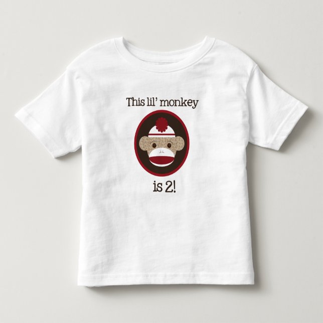 Röd och brun sock monkey: Understödja Tee Shirt (Framsida)