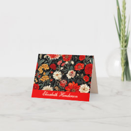 Röd- och Cream-Mörkens Blommigt, mappat anteckning Anteckningskort