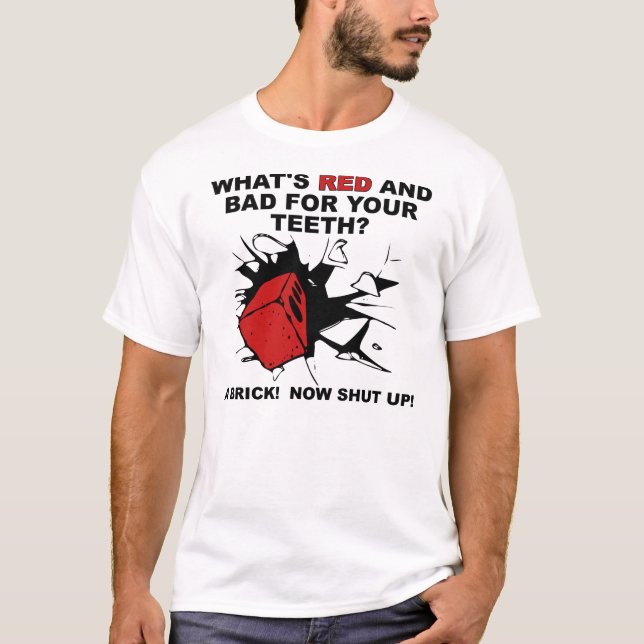 Röd Och Dålig För Dina Tänder Roliga T-Shirt Menin (Framsida)