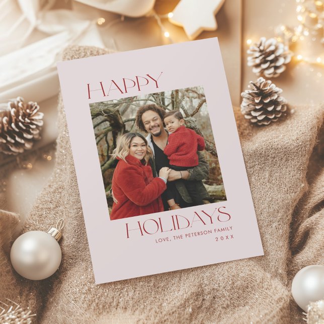 Röd och dammig rosa Glad jul fotot Julkort (Skapare uppladdad)