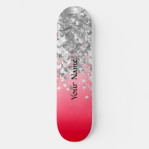 Röd och faux glitter mini skateboard bräda 18,7 cm