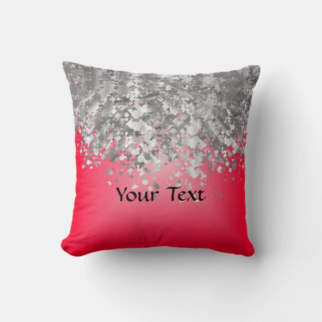 Röd och fauxglitter kudde (Framsida)