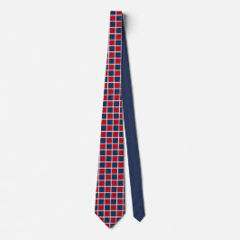 Röd och för blåttcheckerskub geometrisk för nacke slips