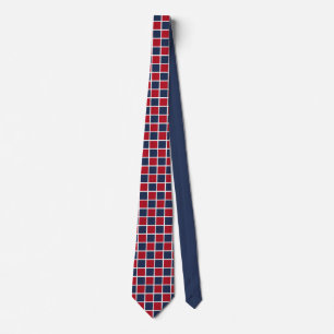 Röd och för blåttcheckerskub geometrisk för nacke slips