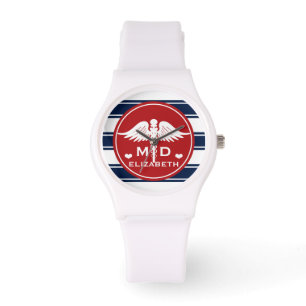 Röd och för marinrandCaduceus för MD doktor Armbandsur