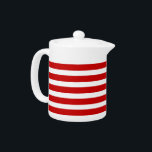Röd och för vit randig tekanna<br><div class="desc">Ha tea i stil eller dekorera ditt hem med denna härliga moderna tekanna.</div>