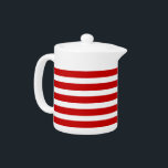 Röd och för vit randig tekanna<br><div class="desc">Ha tea i stil eller dekorera ditt hem med denna härliga moderna tekanna.</div>