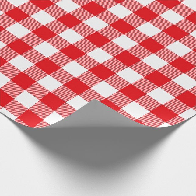 Röd och för vitbuffelkontroll mönster presentpapper (Hörn)