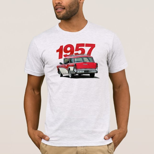 Röd och för vitBuick herrgårdsvagn t-skjorta 1957 Tee (Framsida)