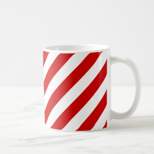 Röd och för vitDiagonalrandar mönster Kaffemugg