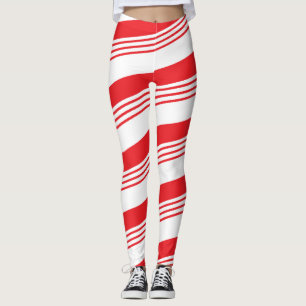 Röd och för vithelgdagpepparmint candy cane leggings