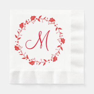 Röd och för vitjulPappersservett Monogram Pappersservett
