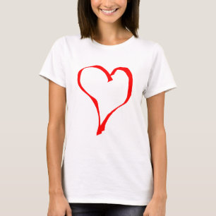 Röd och för vitkärlekhjärta design t shirt