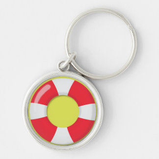 Röd och för vitlivräddare Rubber ring Floatie Rund Silverfärgad Nyckelring