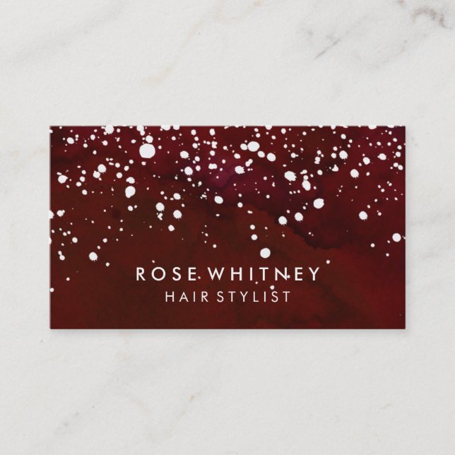 Röd och för vitsnökreativ visitkort (Framsida)