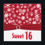 Röd och för vitSnowflake 16th för födelsedag Inbjudningar<br><div class="desc">Tillfoga någon glitz och glam till ditt söta party 16 för vintern med denna roligt och festliga glittery röda och vitsnowflakefödelsedagsfest inbjudan med en röd UTSKRIVAVEN band- och diamantbrosch. Text- och pappersvalen är all anpassade. Om du skulle något liknande något ändrande på denna inbjudan, eller, om det finns några matcha...</div>