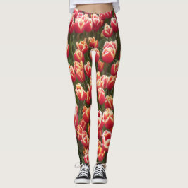 Röd och för vittulpan lägga benen på ryggen leggings