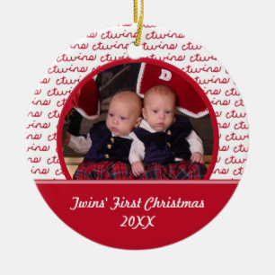 Röd och för vittwillingar första för jul för julgransprydnad keramik