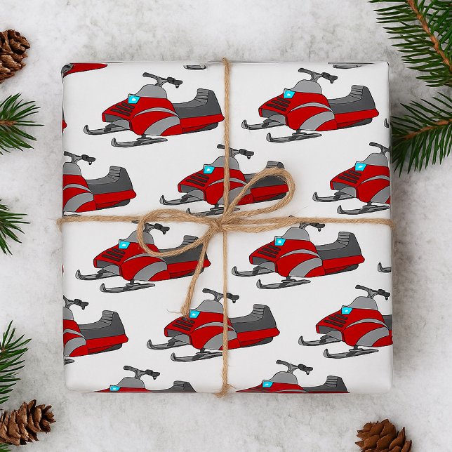 Röd och grå snöskoter presentpapper (Skapare uppladdad)