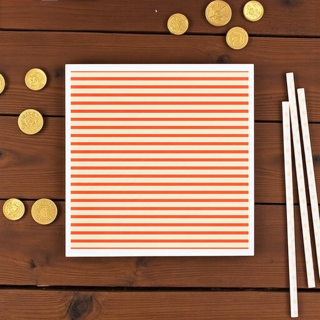 Röd och grädde rand pappersservett (Red and cream striped napkin)