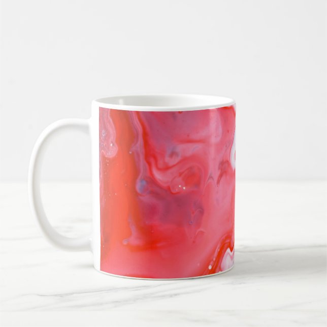 Röd- och grått-abstrakt-målning kaffemugg (Vänster)