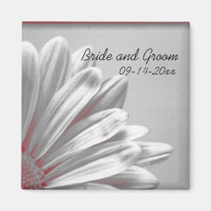 Röd- och Grått-Blommigt, högdagrar Bröllop Magnet