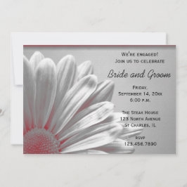 Röd och Grått Blommigt Högdagrar Förlovningsfest Inbjudningar