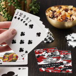 Röd och Grått Camouflage Ditt namn anpassar sig Casinokort